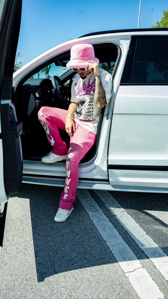 PINK FLARED SWEATPANTS